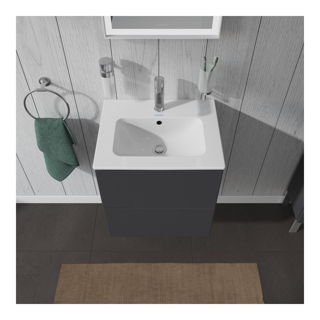 Duravit Waschtischunterschrank Compact L-Cube 52x42,1x55cm, 2 Schubk., wandhängend, graph ma