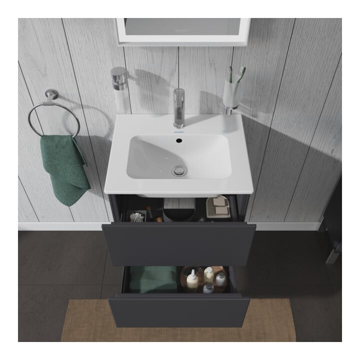 Duravit Waschtischunterschrank Compact L-Cube 52x42,1x55cm, 2 Schubk., wandhängend, graph ma