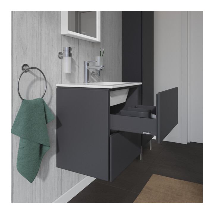 Duravit Waschtischunterschrank Compact L-Cube 52x42,1x55cm, 2 Schubk., wandhängend, graph ma