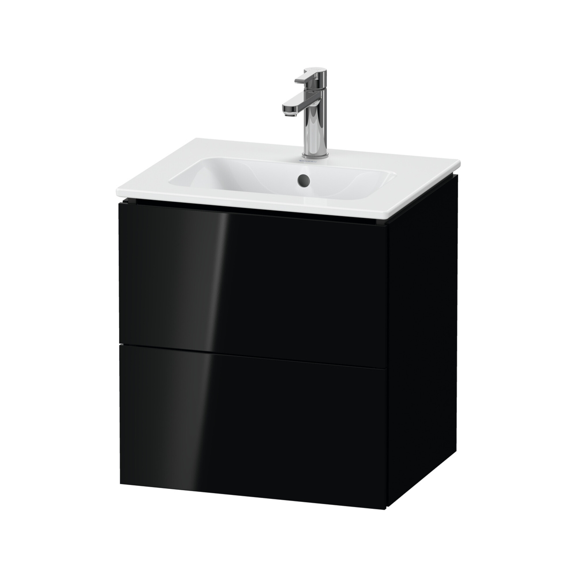 Duravit Waschtischunterschrank Compact L-Cube 52x42,1x55cm, 2 Schubk., wandhängend, sw hgl