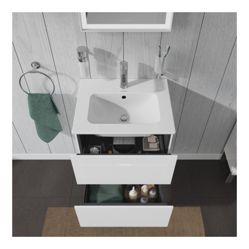Duravit Waschtischunterschrank Compact L-Cube 52x42,1x55cm, 2 Schubk., wandhängend, we hgl