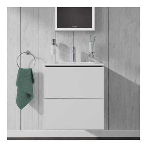 Duravit Waschtischunterschrank Compact L-Cube 52x42,1x55cm, 2 Schubk., wandhängend, we matt