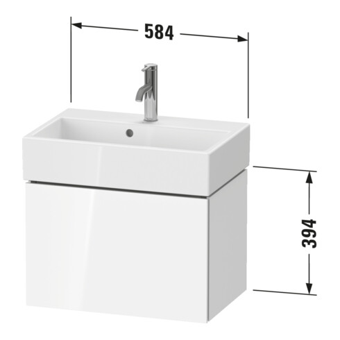 Duravit Waschtischunterschrank Compact L-Cube 58,4x39,1x39,4cm, 1 AZ, wand, graph matt