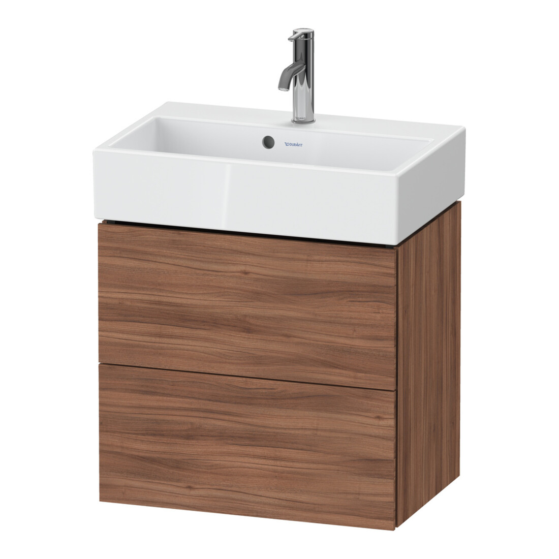 Duravit Waschtischunterschrank Compact L-Cube 58,4x39,1x54,4cm, 2 La, wandhängend, Nussb Nat