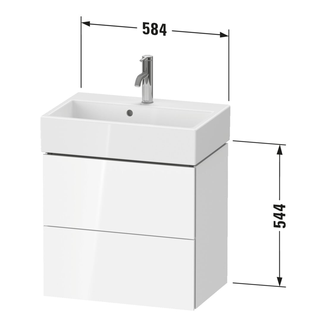 Duravit Waschtischunterschrank Compact L-Cube 58,4x39,1x54,4cm, 2 SBK, wandhängend, Tau matt