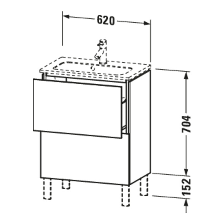 Duravit Waschtischunterschrank Compact L-Cube 62x39,1cm, flan. Gr hgl, 2 Ausz., steh.