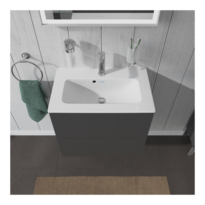Duravit Waschtischunterschrank Compact L-Cube 62x39,1cm, graph ma, 2 Schub., wandhängend