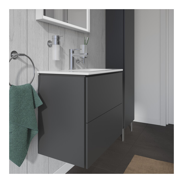 Duravit Waschtischunterschrank Compact L-Cube 62x39,1cm, graph ma, 2 Schub., wandhängend