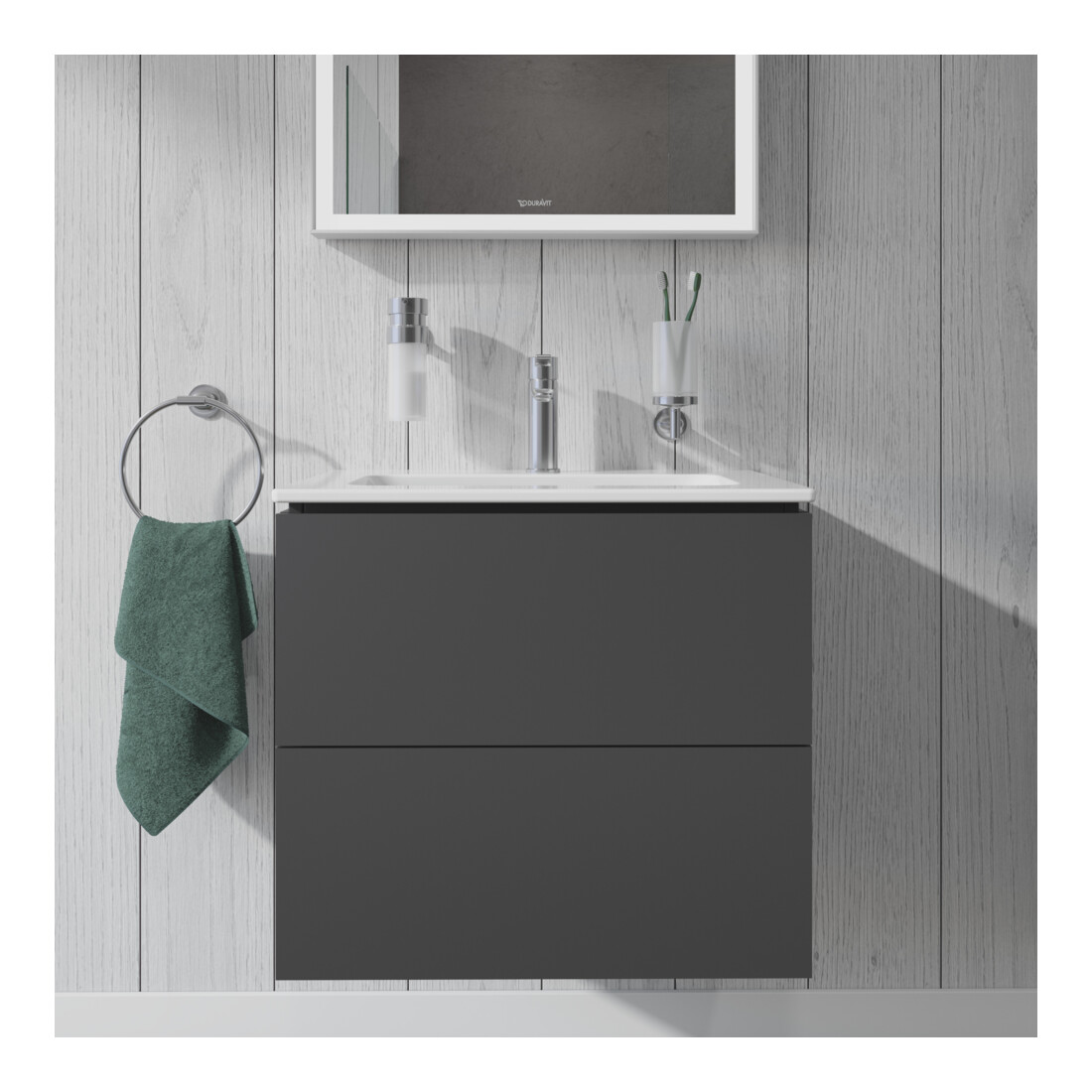 Duravit Waschtischunterschrank Compact L-Cube 62x39,1cm, graph ma, 2 Schub., wandhängend