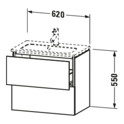 Duravit Waschtischunterschrank Compact L-Cube 62x39,1cm, graph matt, 2 Schub., wandhängend