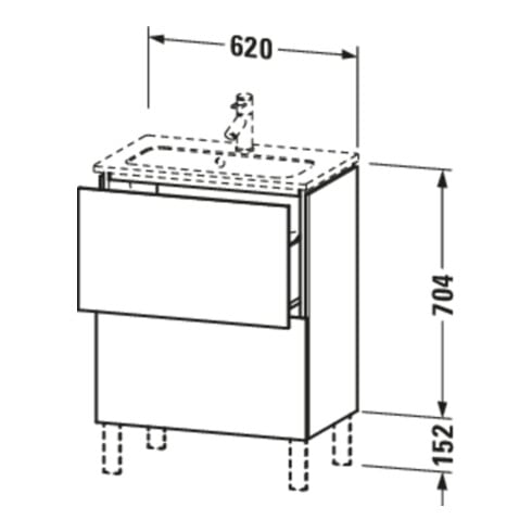 Duravit Waschtischunterschrank Compact L-Cube 62x39,1cm, leinen, 2 Auszüge, stehend