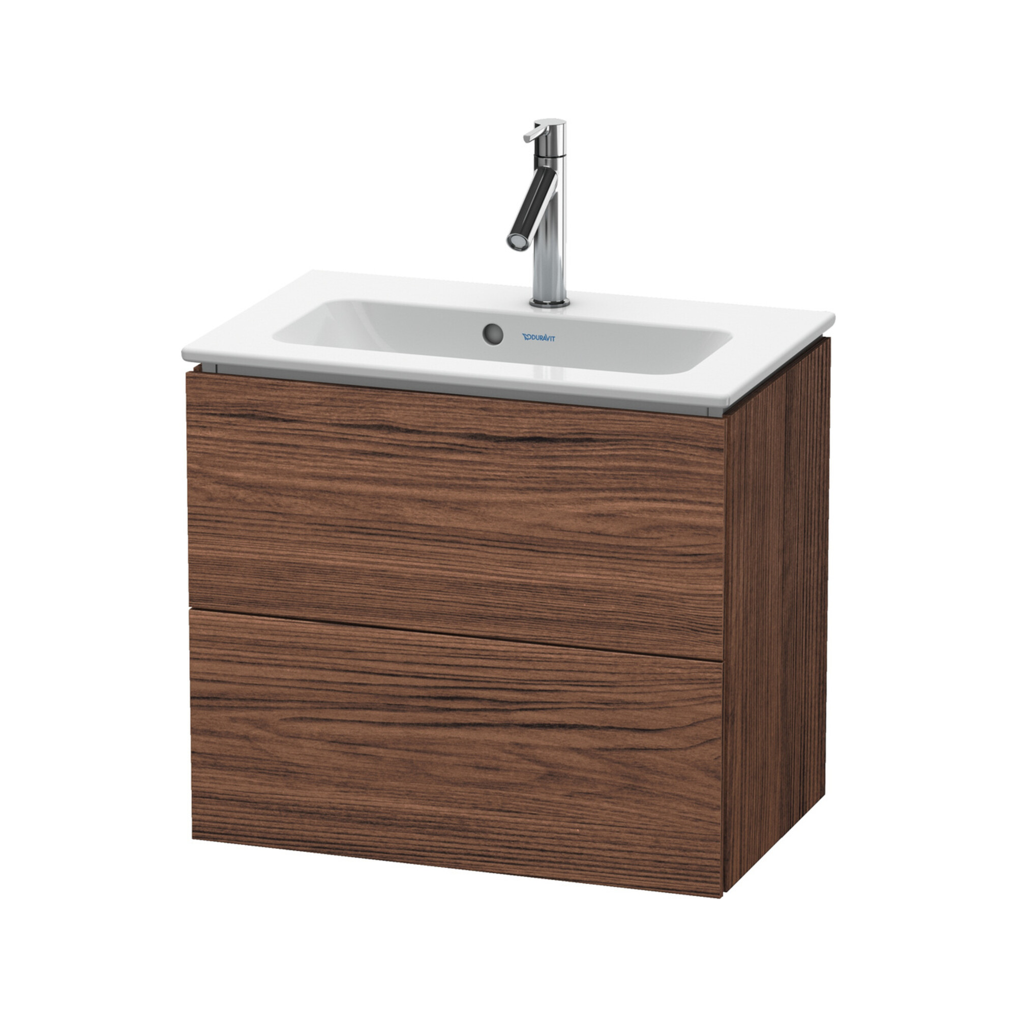 Duravit Waschtischunterschrank Compact L-Cube 62x39,1cm, Nussb dkl., 2 Schub., wandhängend