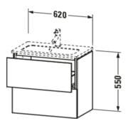 Duravit Waschtischunterschrank Compact L-Cube 62x39,1cm, Nussb geb., 2 Schub., wandhängend-3