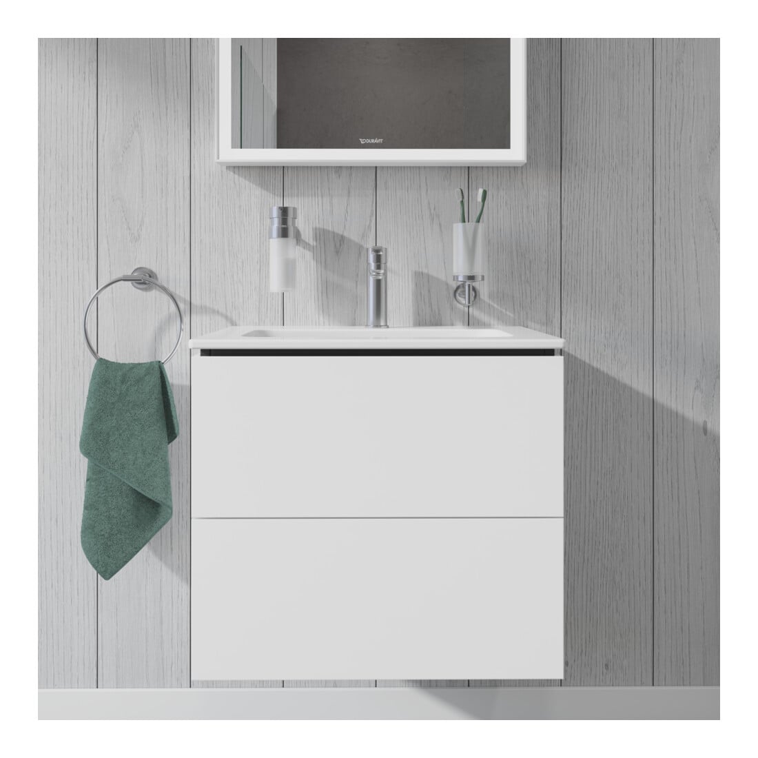 Duravit Waschtischunterschrank Compact L-Cube 62x39,1cm, we. hgl, 2 Schub., wandhängend