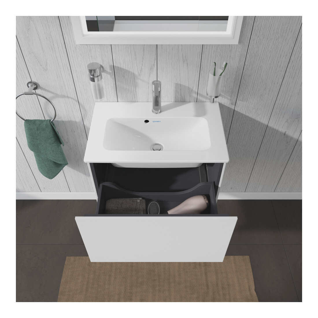 Duravit Waschtischunterschrank Compact L-Cube 62x39,1cm, we. ma, 1 Auszug, wandhängend