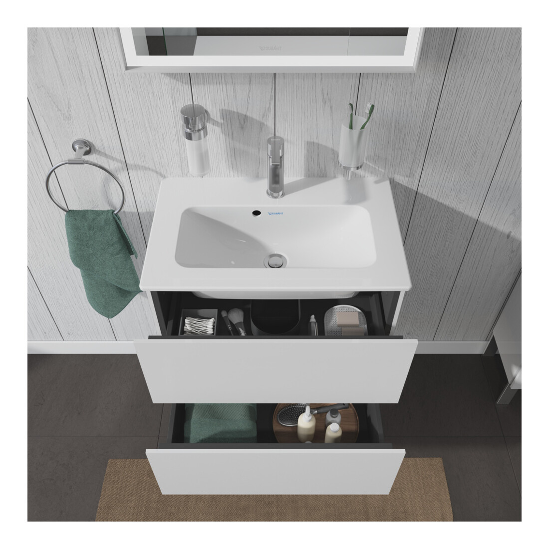 Duravit Waschtischunterschrank Compact L-Cube 62x39,1cm, we. ma, 2 Schub., wandhängend