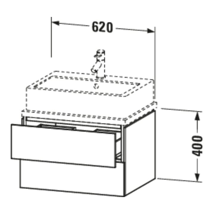 Duravit Waschtischunterschrank Compact L-Cube 62x47,7cm, bas. ma, f Kons, 2 Schub.