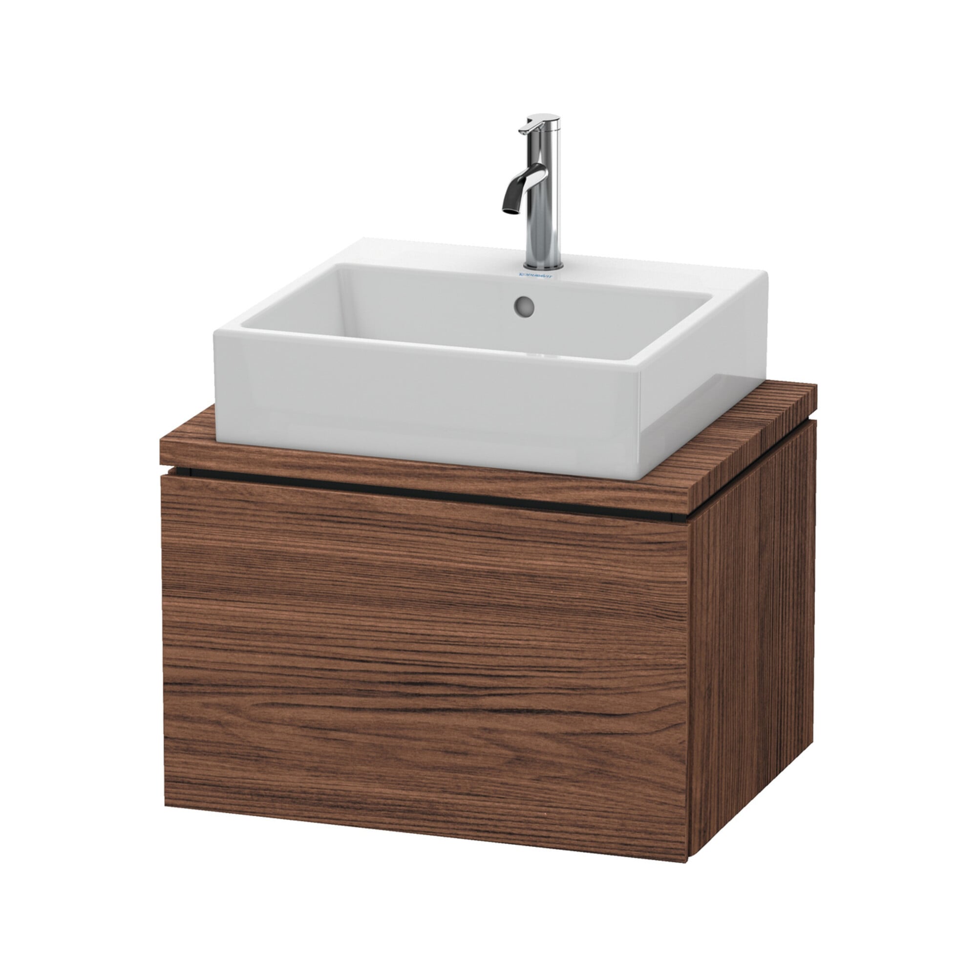 Duravit Waschtischunterschrank Compact L-Cube 62x47,7cm, Nussb dkl., f Kons, 1 Auszug