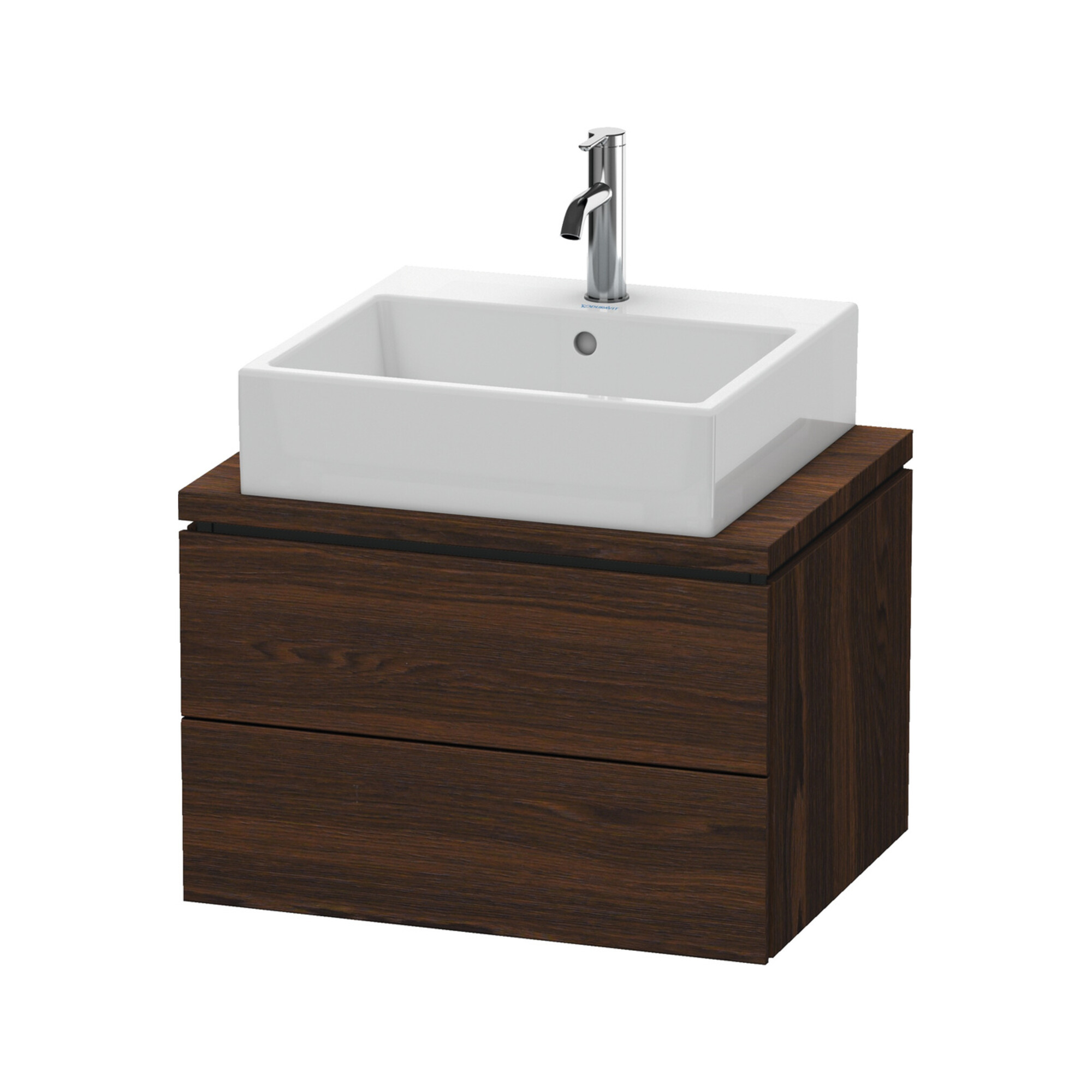 Duravit Waschtischunterschrank Compact L-Cube 62x47,7cm, Nussb geb., f Kons, 2 Schub.