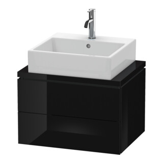 Duravit Waschtischunterschrank Compact L-Cube 62x47,7cm, sw hgl, f Kons, 2 Schubkästen