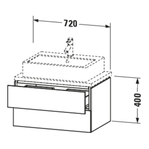 Duravit Waschtischunterschrank Compact L-Cube 72x47,7cm, sw hgl, f Kons, 2 Schubkästen