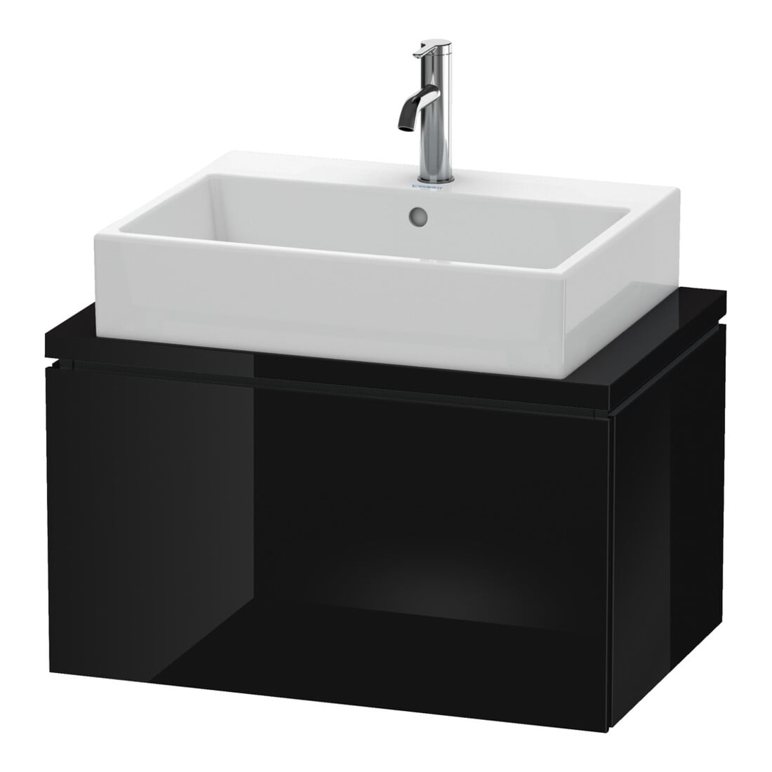 Duravit Waschtischunterschrank Compact L-Cube 72x47,7cm, sw hgl, für Konsole, 1 Auszug