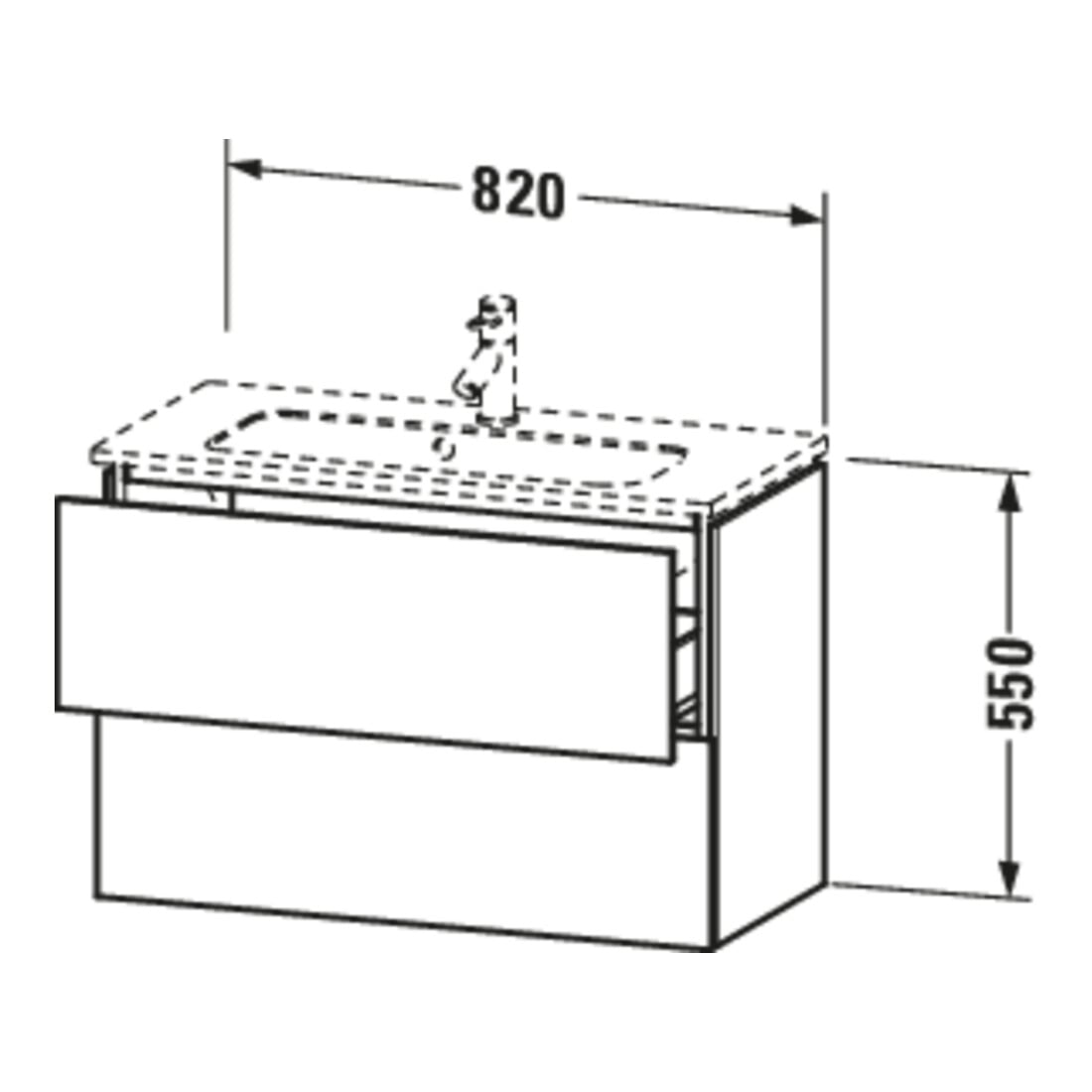 Duravit Waschtischunterschrank Compact L-Cube 82x39,1cm, Ei marm., 2 Schub., wandhängend