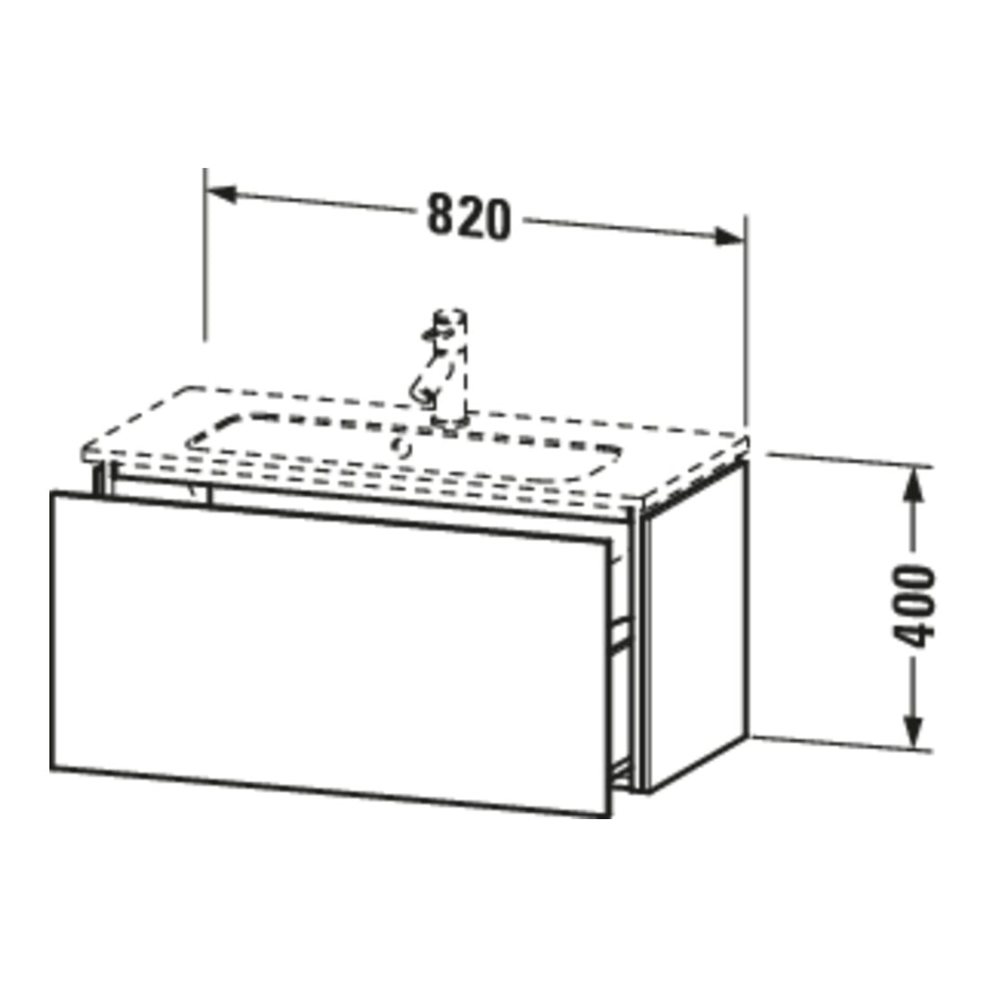 Duravit Waschtischunterschrank Compact L-Cube 82x39,1cm, flan. Gr hgl, 1 Ausz., wandhängend