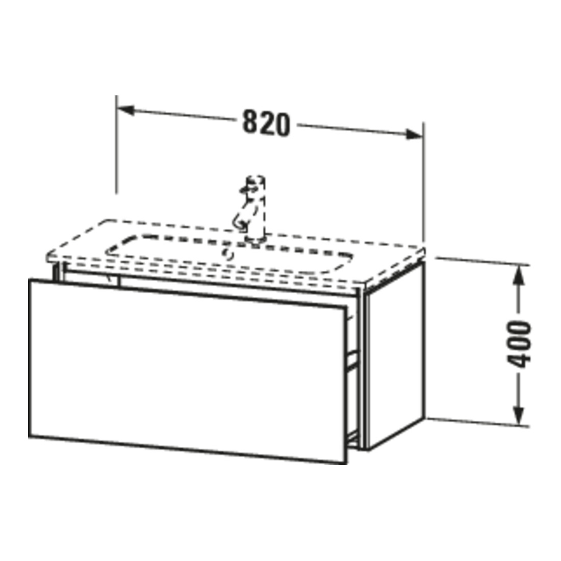 Duravit Waschtischunterschrank Compact L-Cube 82x39,1cm, graph ma, 1 Ausz., wandhängend