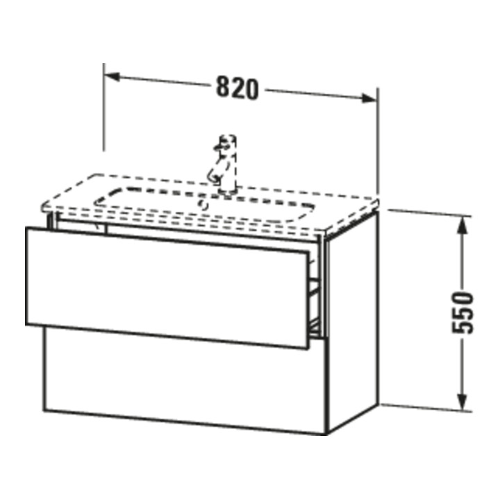 Duravit Waschtischunterschrank Compact L-Cube 82x39,1cm, graph ma, 2 Schub., wandhängend