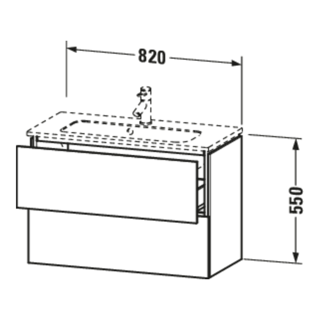 Duravit Waschtischunterschrank Compact L-Cube 82x39,1cm, graph ma, 2 Schub., wandhängend