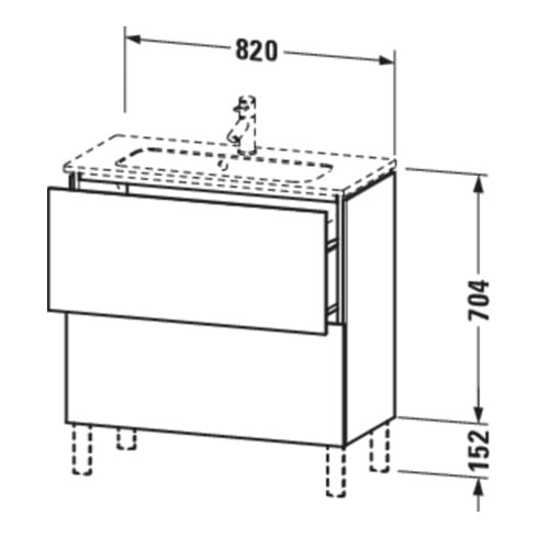 Duravit Waschtischunterschrank Compact L-Cube 82x39,1cm, leinen, 2 Auszüge, stehend