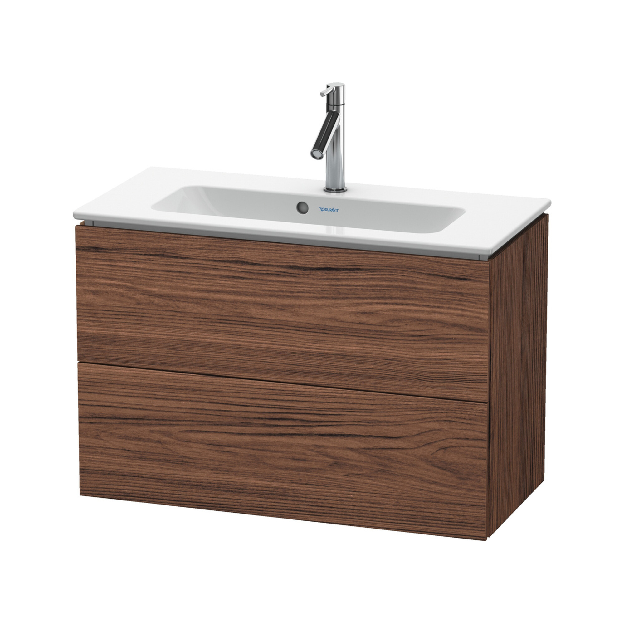 Duravit Waschtischunterschrank Compact L-Cube 82x39,1cm, Nussb dkl., 2 Schub., wandhängend