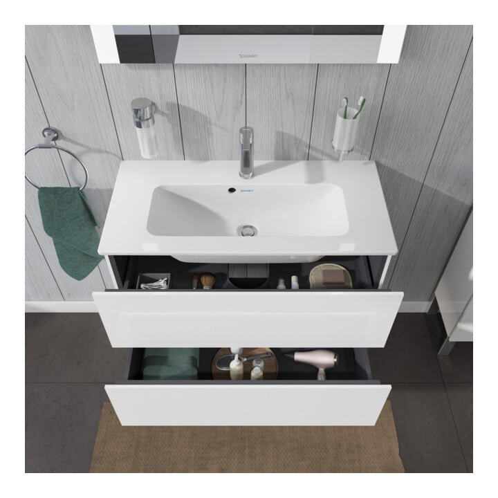 Duravit Waschtischunterschrank Compact L-Cube 82x39,1cm, we. hgl, 2 Schub., wandhängend