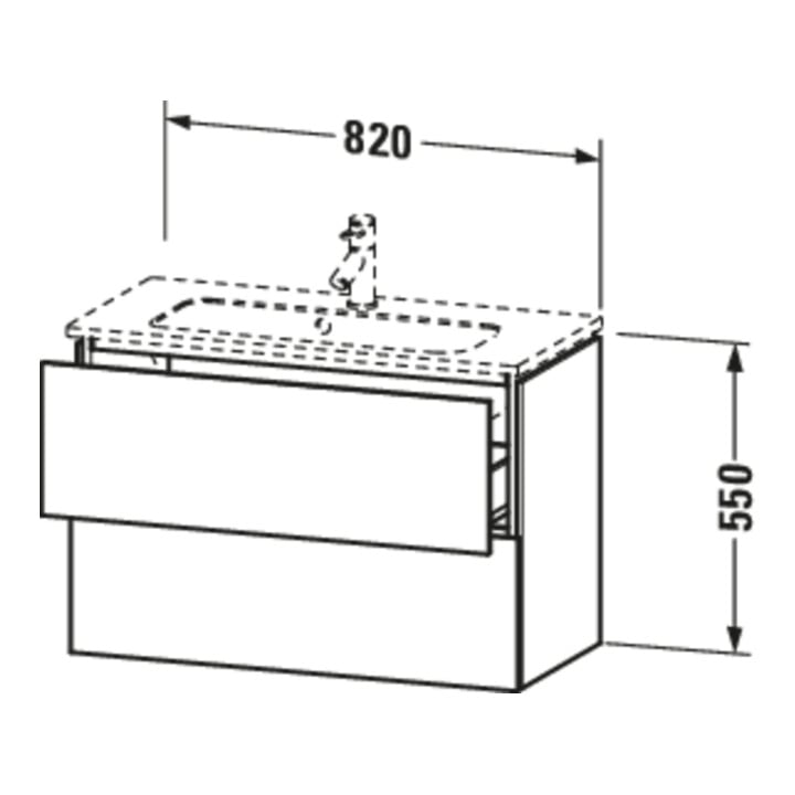 Duravit Waschtischunterschrank Compact L-Cube 82x39,1cm, we. hgl, 2 Schub., wandhängend