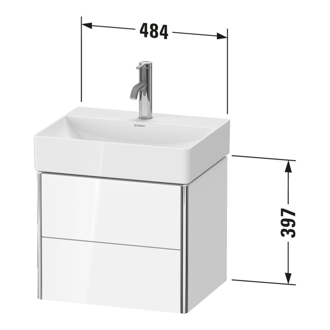 Duravit Waschtischunterschrank Compact XSquare 48,4x39cm, graph ma, 2 Schub., wandhängend