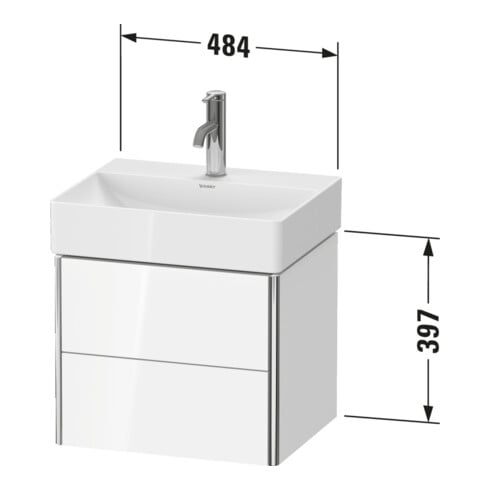 Duravit Waschtischunterschrank Compact XSquare 48,4x39cm, graph matt, 2 Schub., wandhängend