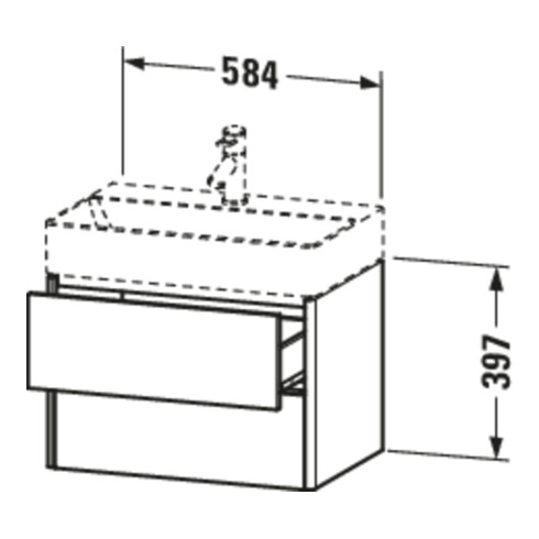 Duravit Waschtischunterschrank Compact XSquare 58,4x39cm, blau s-matt, 2 Schub., wandhängend
