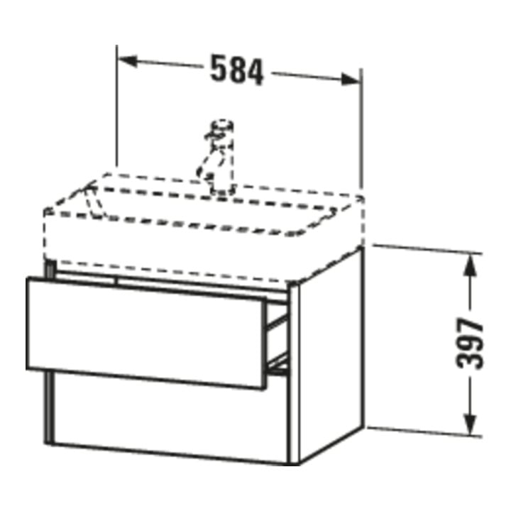 Duravit Waschtischunterschrank Compact XSquare 58,4x39cm, graph ma, 2 Schub., wandhängend