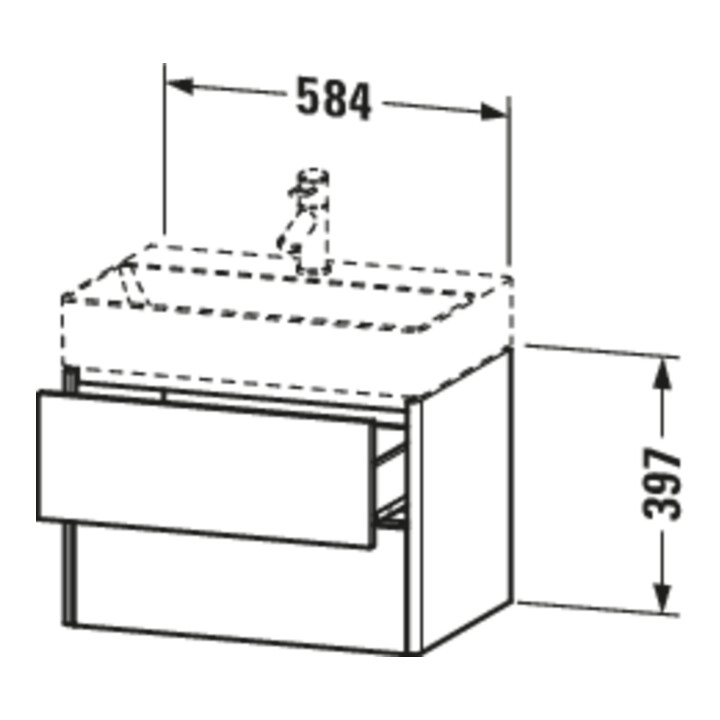 Duravit Waschtischunterschrank Compact XSquare 58,4x39cm, graph matt, 2 Schub., wandhängend