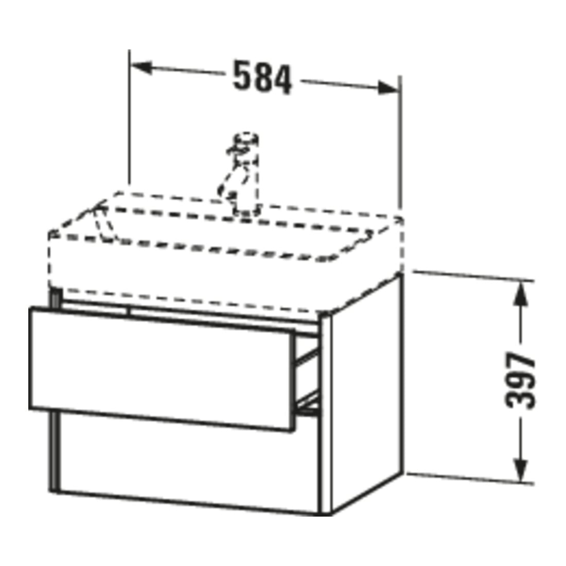 Duravit Waschtischunterschrank Compact XSquare 58,4x39cm, lei, 2 Schub., wandhängend