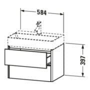 Duravit Waschtischunterschrank Compact XSquare 58,4x39cm, we. ma, 2 Schub., wandhängend-5