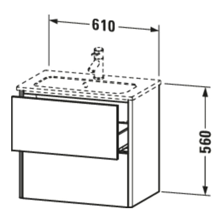 Duravit Waschtischunterschrank Compact XSquare 61x38,8cm, bas. m, 2 Schubk., wandhängend