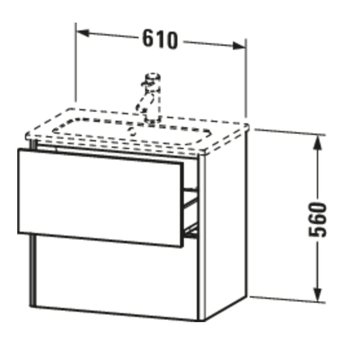 Duravit Waschtischunterschrank Compact XSquare 61x38,8cm, we hgl, 2 Schubk., wandhängend