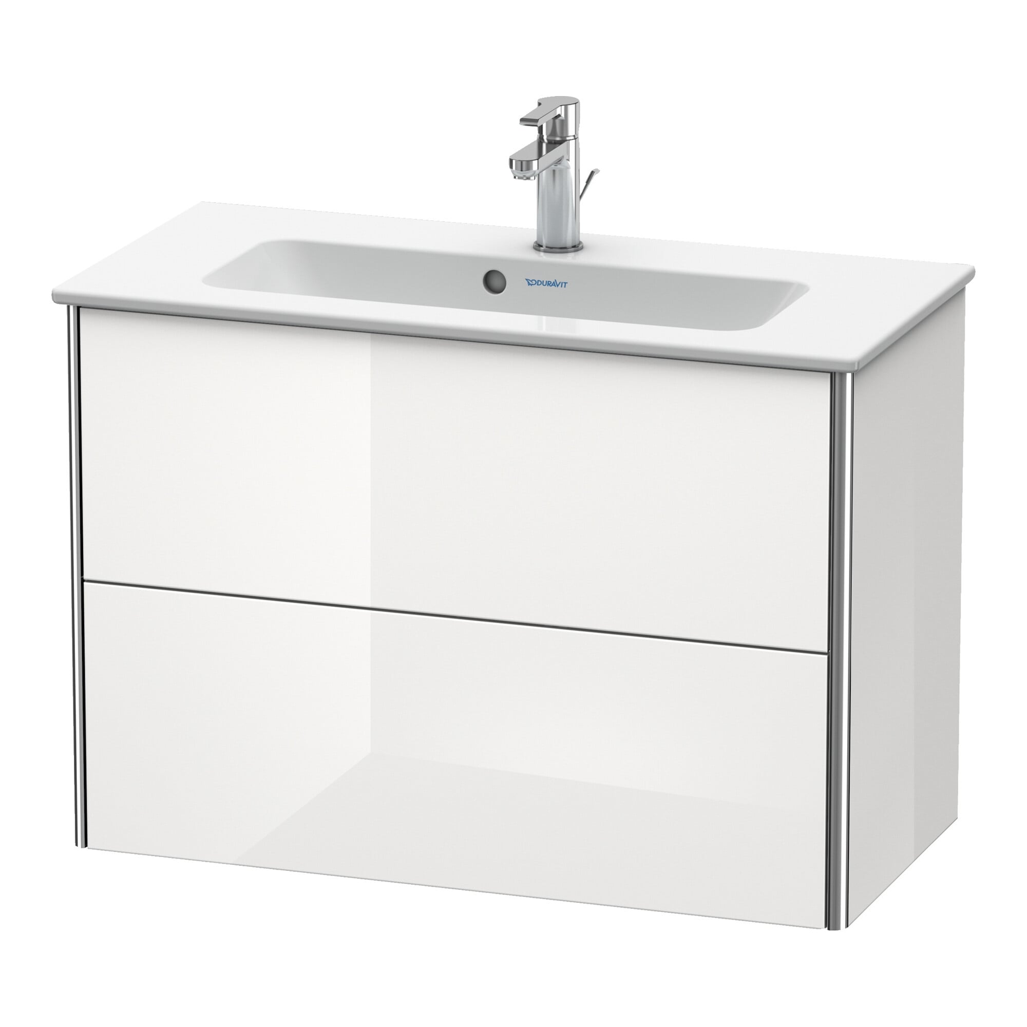 Duravit Waschtischunterschrank Compact XSquare 81x38,8cm, sw hgl, 2 Schubk., wandhängend