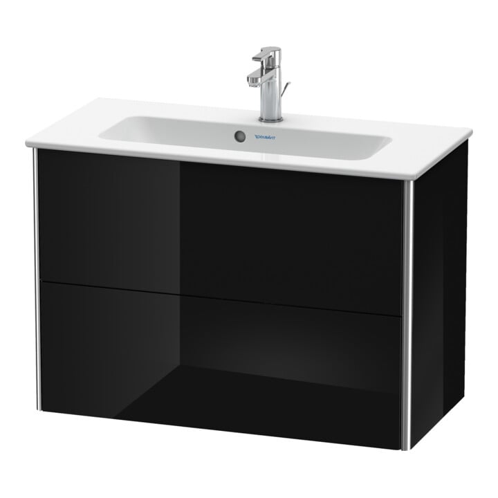 Duravit Waschtischunterschrank Compact XSquare 81x38,8cm, sw hgl, 2 Schubk., wandhängend