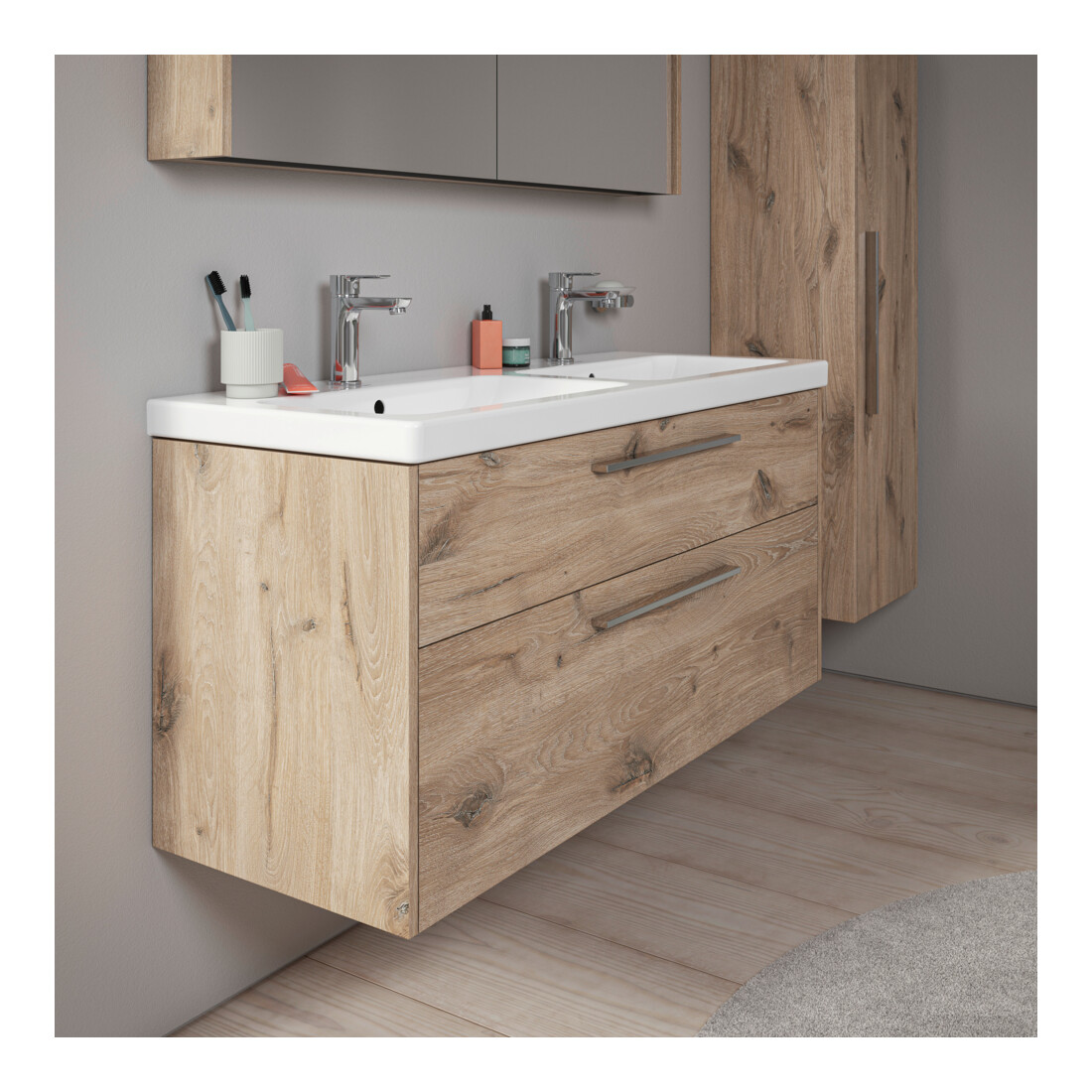 Duravit Waschtischunterschrank D-Code 118,4x55,5x46cm, 2 L, S, E Marmor, G chr