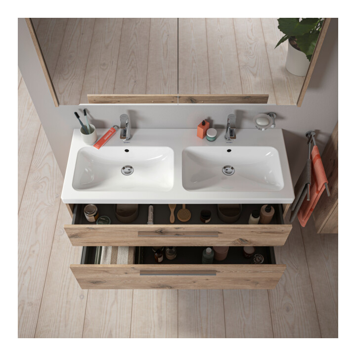 Duravit Waschtischunterschrank D-Code 118,4x55,5x46cm, 2 L, S, E Marmor, G chr