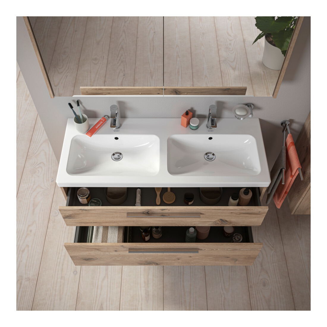 Duravit Waschtischunterschrank D-Code 118,4x55,5x46cm, 2 L, S, E Marmor, G chr