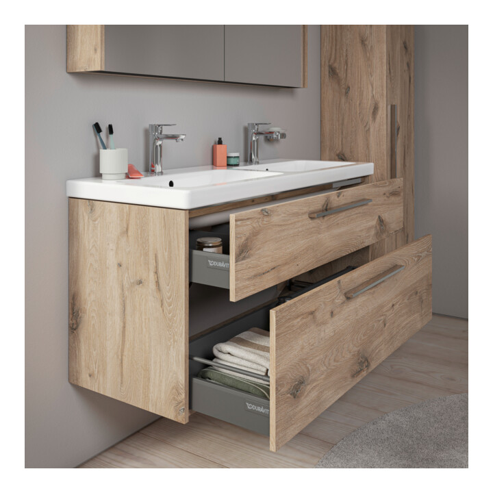 Duravit Waschtischunterschrank D-Code 118,4x55,5x46cm, 2 L, S, E Marmor, G chr